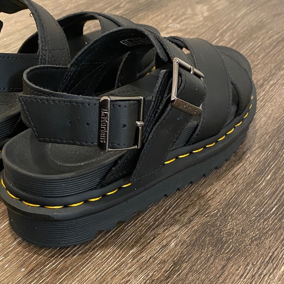 Dr. Martens Black Sandals with Yellow Stitching - Picture 8 of 11